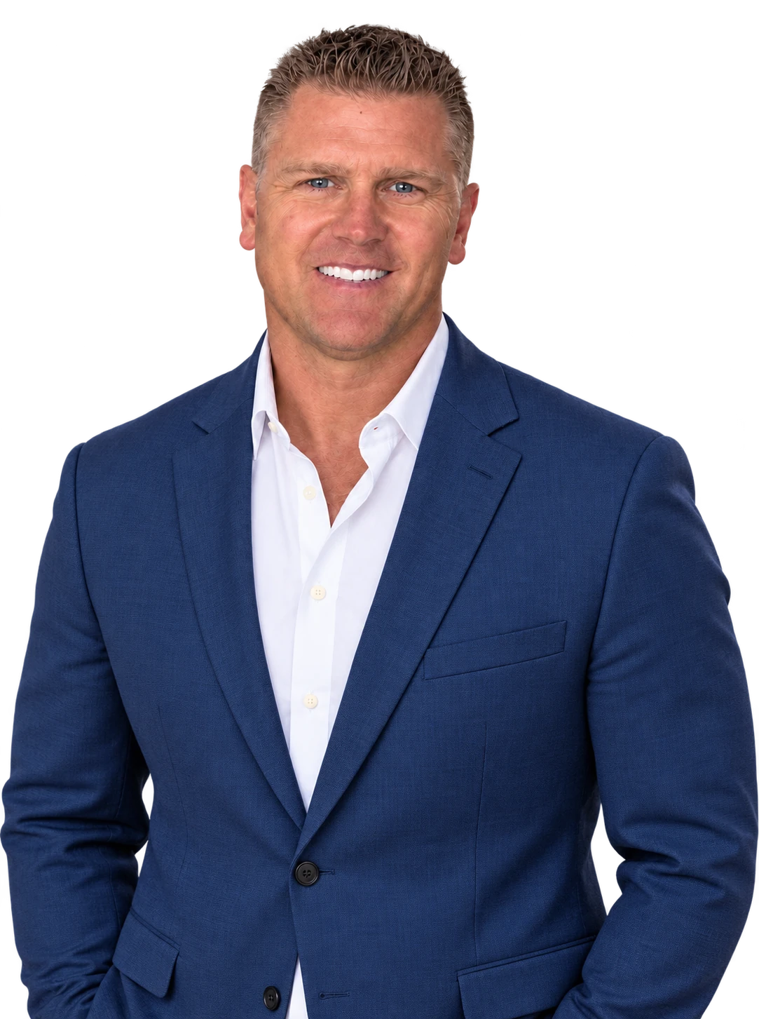 Tim White in a blue sport coat